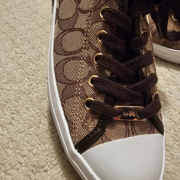 Women's COACH Empire Signature Sneakers Brown/Gold/Tan - Picture 11 of 11